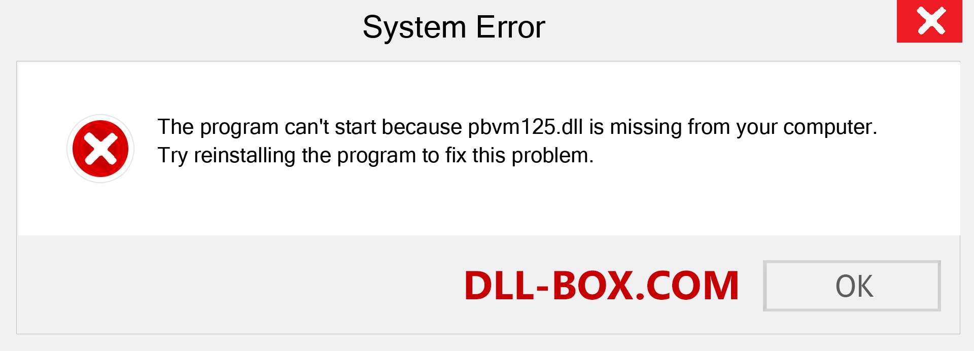  pbvm125.dll file is missing?. Download for Windows 7, 8, 10 - Fix  pbvm125 dll Missing Error on Windows, photos, images